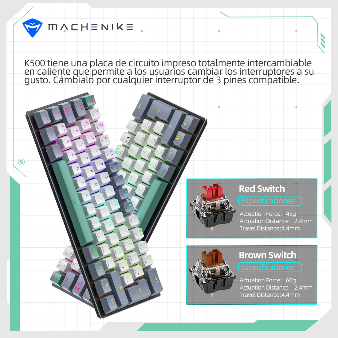 Machenike | K500-B61 Wired Mechanical Keyboard - ISO Layout – Machenike ...