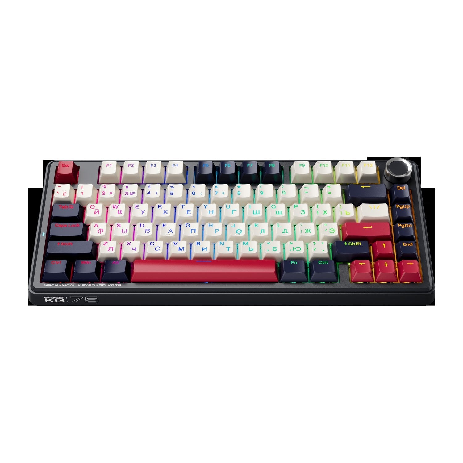 MACHENIKE KG75 Black-Red mechanical keyboard angle view