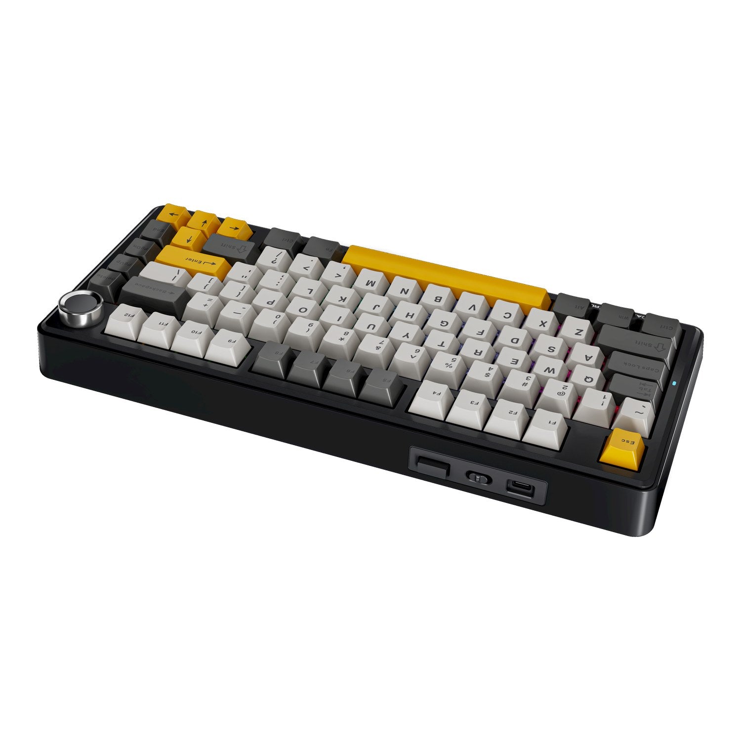 MACHENIKE KG75 mechanical keyboard rear controls and USB-C port view