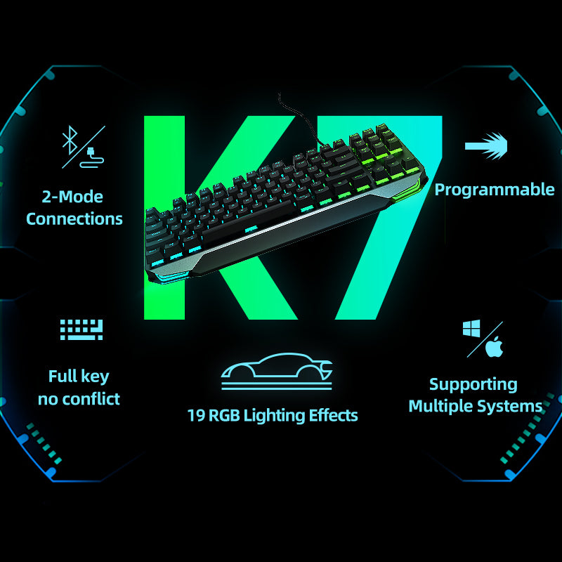 Papan kekunci mekanikal dwi-mode K7